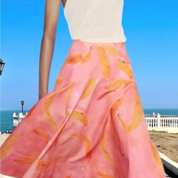 Tik Tok viral Zara Pink Banana Print Skirt, Size XL NEW WITH TAGS - Picture 5 of 5